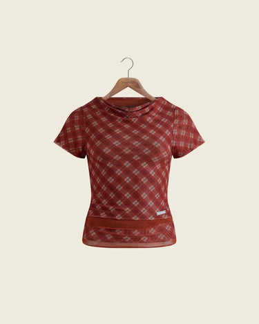 House of Sunny VOL2662 RETRO CHECK MESH TOP multi - KYOTO - House of Sunny
