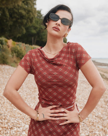 House of Sunny VOL2662 RETRO CHECK MESH TOP multi - KYOTO - House of Sunny