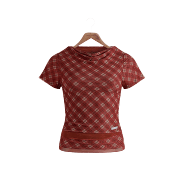 House of Sunny VOL2662 RETRO CHECK MESH TOP multi - KYOTO - House of Sunny