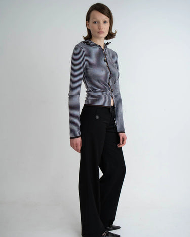 KERNEMILK LOONEY CARDIGAN Light blue, stripe - KYOTO - KERNEMILK