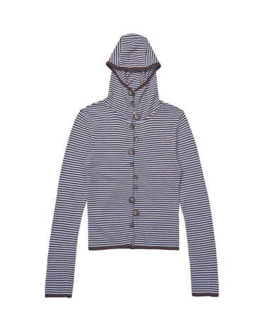KERNEMILK LOONEY CARDIGAN Light blue, stripe - KYOTO - KERNEMILK