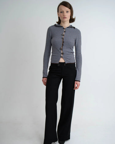 KERNEMILK LOONEY CARDIGAN Light blue, stripe - KYOTO - KERNEMILK