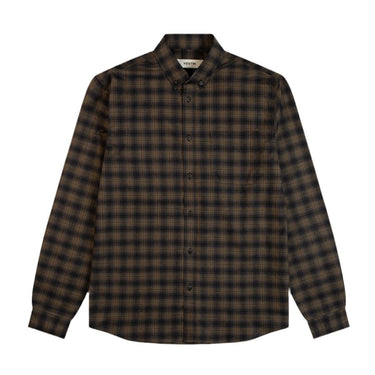 KESTIN Raeburn Button Down Shirt CHARCOAL / KHAKI CHECK - KYOTO - KESTIN