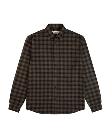 KESTIN Raeburn Button Down Shirt CHARCOAL / KHAKI CHECK - KYOTO - KESTIN