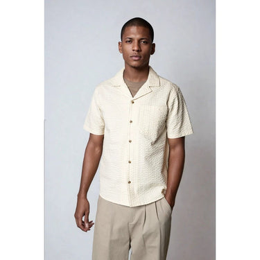 Kyoto Joseph Embossed Skjorte Offwhite - KYOTO - Kyoto