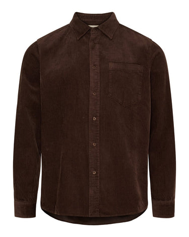 Kyoto KYSigurd Mens LS Shirt Fløjl Brown - KYOTO - Kyoto