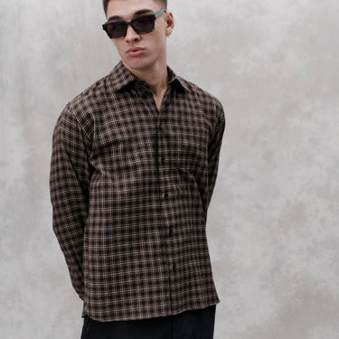Libertine Record 3641 Brown Check shirt - KYOTO - Libertine - Libertine