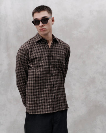 Libertine Record 3641 Brown Check shirt - KYOTO - Libertine - Libertine
