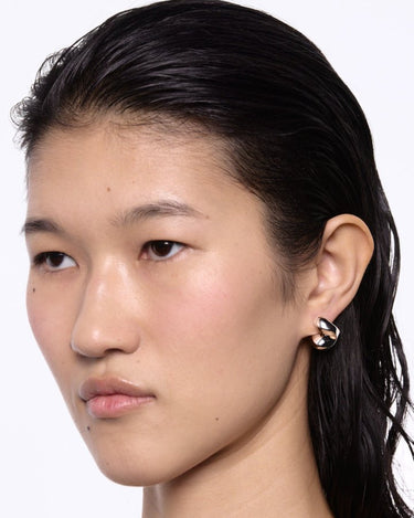 Maria Black Saddle Earring Small Silver Left - KYOTO - Maria Black