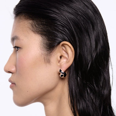 Maria Black Saddle Earring Small Silver Left - KYOTO - Maria Black