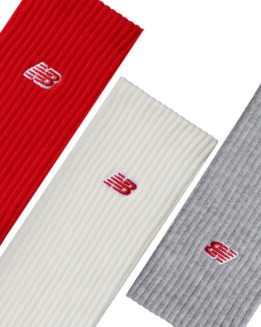 New Balance Logo Crew red grey beige 3 Pack Strømper - KYOTO - New Balance clothing