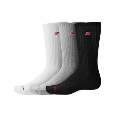 New Balance Patch Logo Crew 3 Pack Grey/wht/blk Socks - KYOTO - New Balance clothing