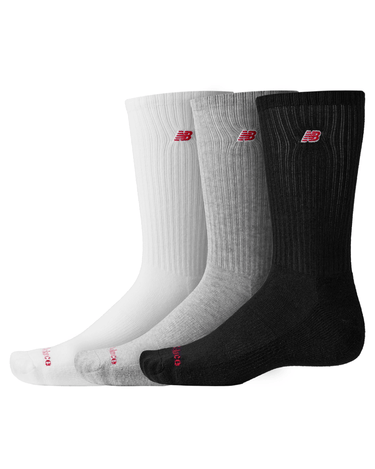 New Balance Patch Logo Crew 3 Pack Grey/wht/blk Socks - KYOTO - New Balance clothing