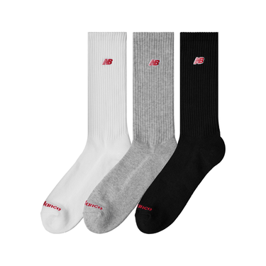New Balance Patch Logo Crew 3 Pack Grey/wht/blk Socks - KYOTO - New Balance clothing