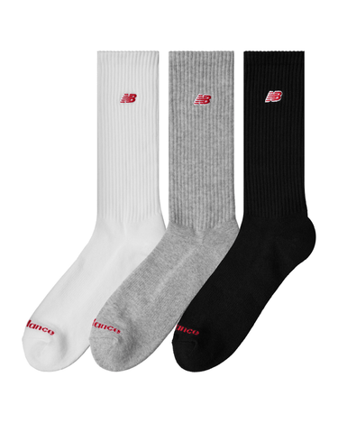 New Balance Patch Logo Crew 3 Pack Grey/wht/blk Socks - KYOTO - New Balance clothing