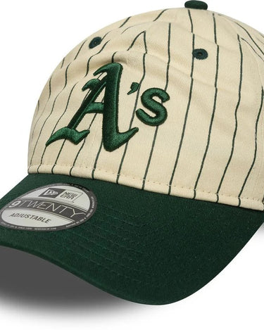 New Era 9TWENTY Pinstripe Oakland Athletics Off White/Dark Green cap - KYOTO - New Era