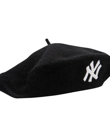 New Era FEMALE WOOL BERET NEW YORK YANKEES BLK Hat black - KYOTO - New Era