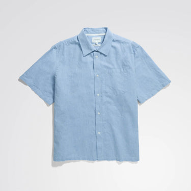 Norse Ivan Relaxed Cotton Linen SS Shirt Pale Blue - KYOTO - Norse Projects