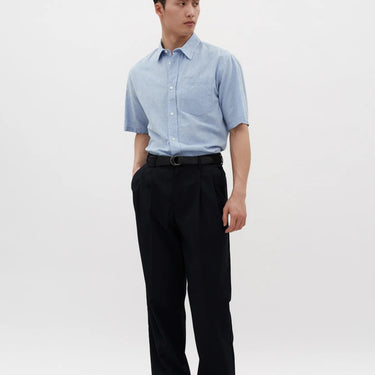 Norse Ivan Relaxed Cotton Linen SS Shirt Pale Blue - KYOTO - Norse Projects
