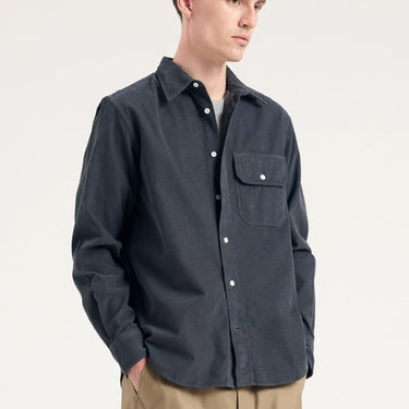 Norse Projects Algot Relaxed Micro Cord Shirt Graphite - KYOTO - Norse Projects