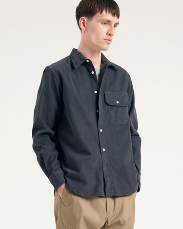 Norse Projects Algot Relaxed Micro Cord Shirt Graphite - KYOTO - Norse Projects