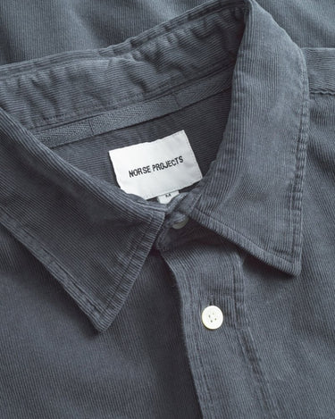 Norse Projects Algot Relaxed Micro Cord Shirt Graphite - KYOTO - Norse Projects