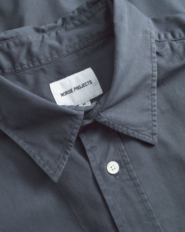 Norse Projects Algot Twill Shirt Graphite - KYOTO - Norse Projects