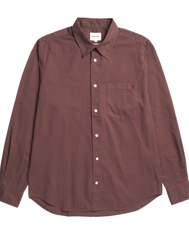 Norse Projects Algot Twill Shirt Mahogany - KYOTO - Norse Projects