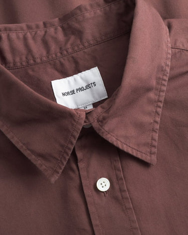Norse Projects Algot Twill Shirt Mahogany - KYOTO - Norse Projects