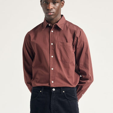 Norse Projects Algot Twill Shirt Mahogany - KYOTO - Norse Projects