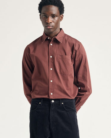 Norse Projects Algot Twill Shirt Mahogany - KYOTO - Norse Projects