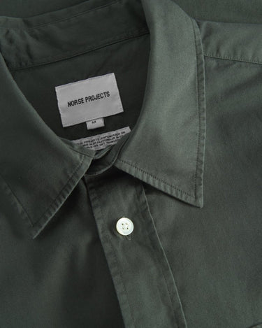 Norse Projects Algot Twill Shirt Skjorter Black Olive - KYOTO - Norse Projects