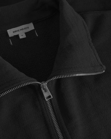 Norse Projects Bjorn Relaxed Organic Loopback Track Jacket Sweatshirt Black - KYOTO - Norse Projects