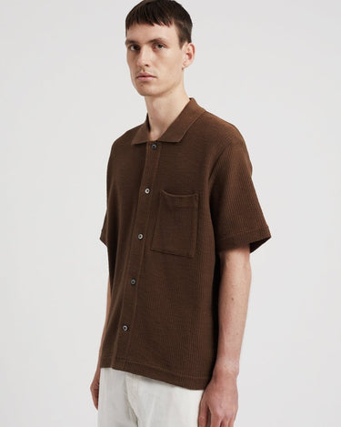 Norse Projects Gustav Crochet Jersey Shirt Chestnut - KYOTO - Norse Projects