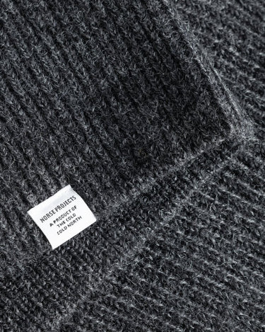 Norse Projects Hagen Wool Cotton Rib Full Zip Jacket Dark Grey Melange - KYOTO - Norse Projects