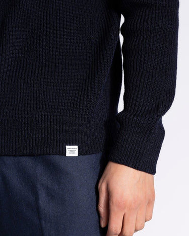 Norse Projects Hagen Wool Cotton Rib Full Zip Jacket Dark Navy - KYOTO - Norse Projects