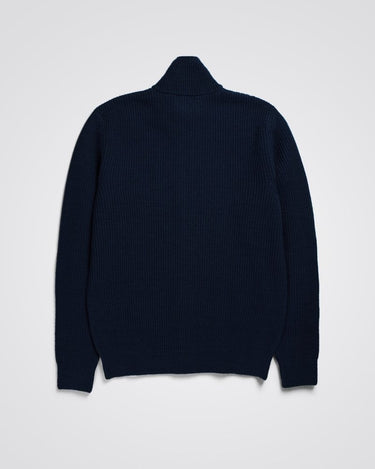 Norse Projects Hagen Wool Cotton Rib Full Zip Jacket Dark Navy - KYOTO - Norse Projects