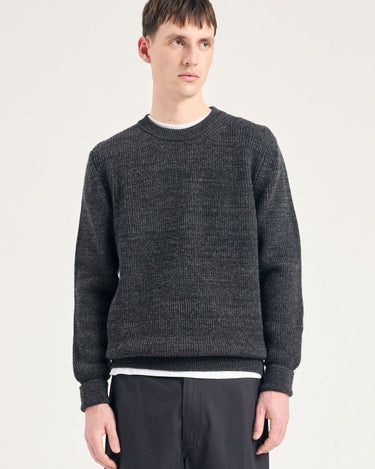 Norse Projects Henning Cotton Wool Rib Sweater Dark Grey Melange - KYOTO - Norse Projects