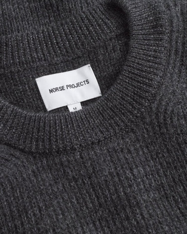 Norse Projects Henning Cotton Wool Rib Sweater Dark Grey Melange - KYOTO - Norse Projects
