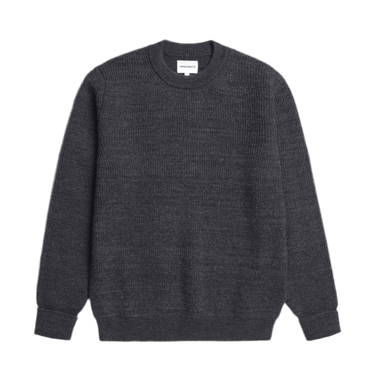 Norse Projects Henning Cotton Wool Rib Sweater Dark Grey Melange - KYOTO - Norse Projects