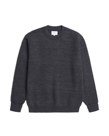 Norse Projects Henning Cotton Wool Rib Sweater Dark Grey Melange - KYOTO - Norse Projects