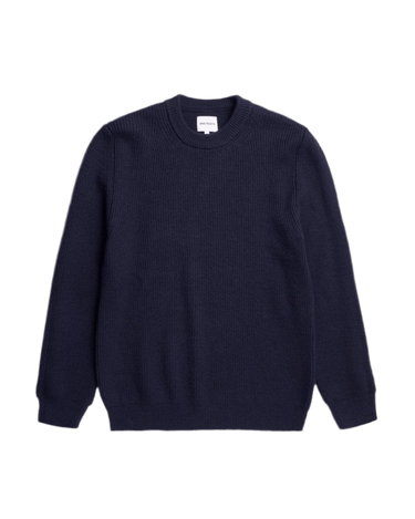 Norse Projects Henning Cotton Wool Rib Sweater Dark Navy - KYOTO - Norse Projects