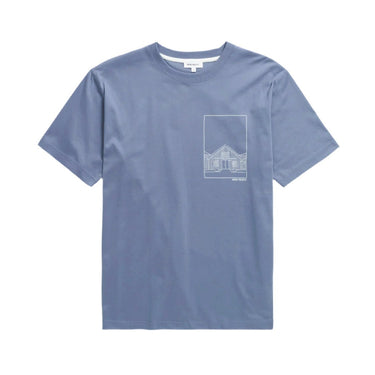 Norse Projects Johannes Organic Kanonbadsvej Print T - shirts Fog Blue - KYOTO - Norse Projects