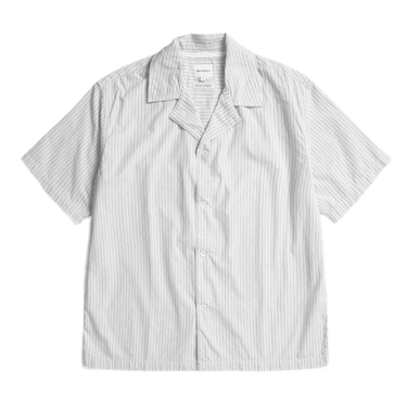 Norse Projects Mads Poplin Stripe SS Ecru Shirts - KYOTO - Norse Projects