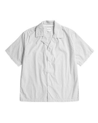Norse Projects Mads Poplin Stripe SS Ecru Shirts - KYOTO - Norse Projects