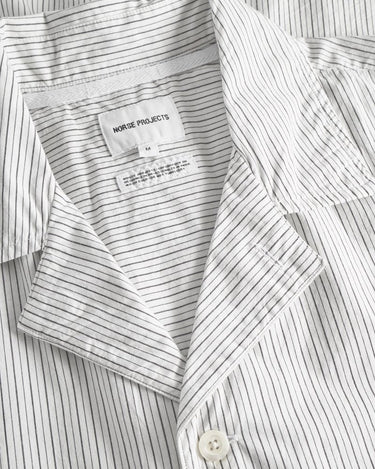 Norse Projects Mads Poplin Stripe SS Ecru Shirts - KYOTO - Norse Projects