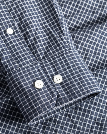 Norse Projects Mo Check Oversized Shirt Dark Navy - KYOTO - Norse Projects