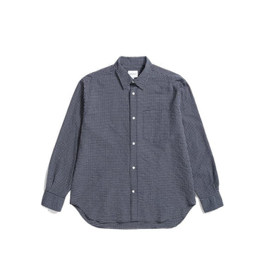 Norse Projects Mo Check Oversized Shirt Dark Navy - KYOTO - Norse Projects