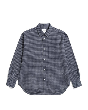 Norse Projects Mo Check Oversized Shirt Dark Navy - KYOTO - Norse Projects