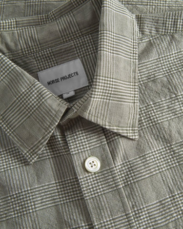 Norse Projects Mo Oversized Check SS Shirt Moss Green - KYOTO - Norse Projects